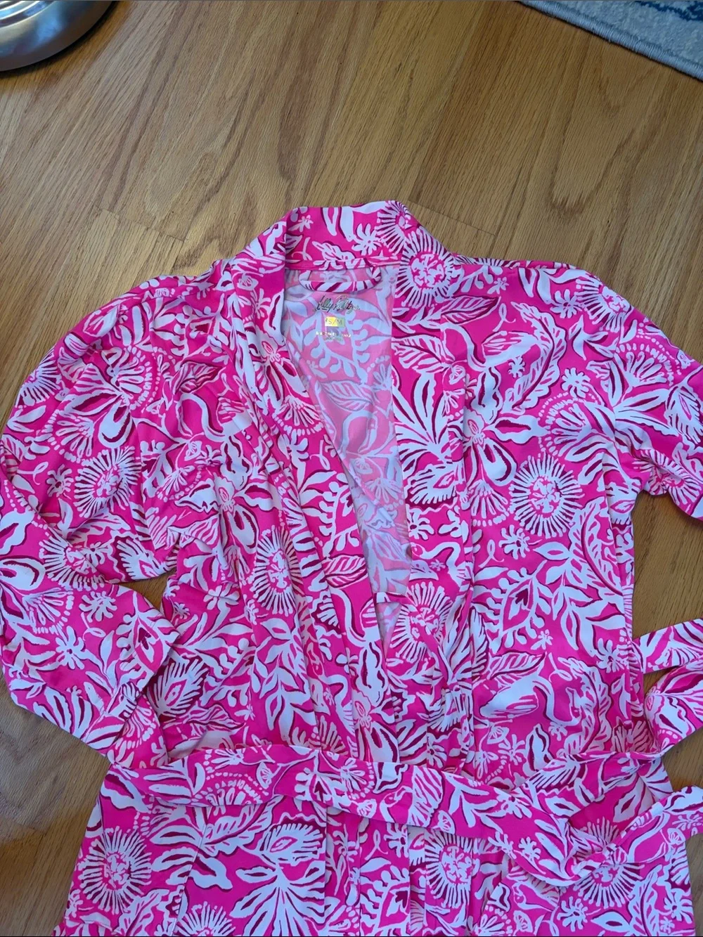 Lilly Pulitzer Dianne Knit Robe S/M Passion Fruit Pink Absolutely Flamazing - Picture 3 of 11